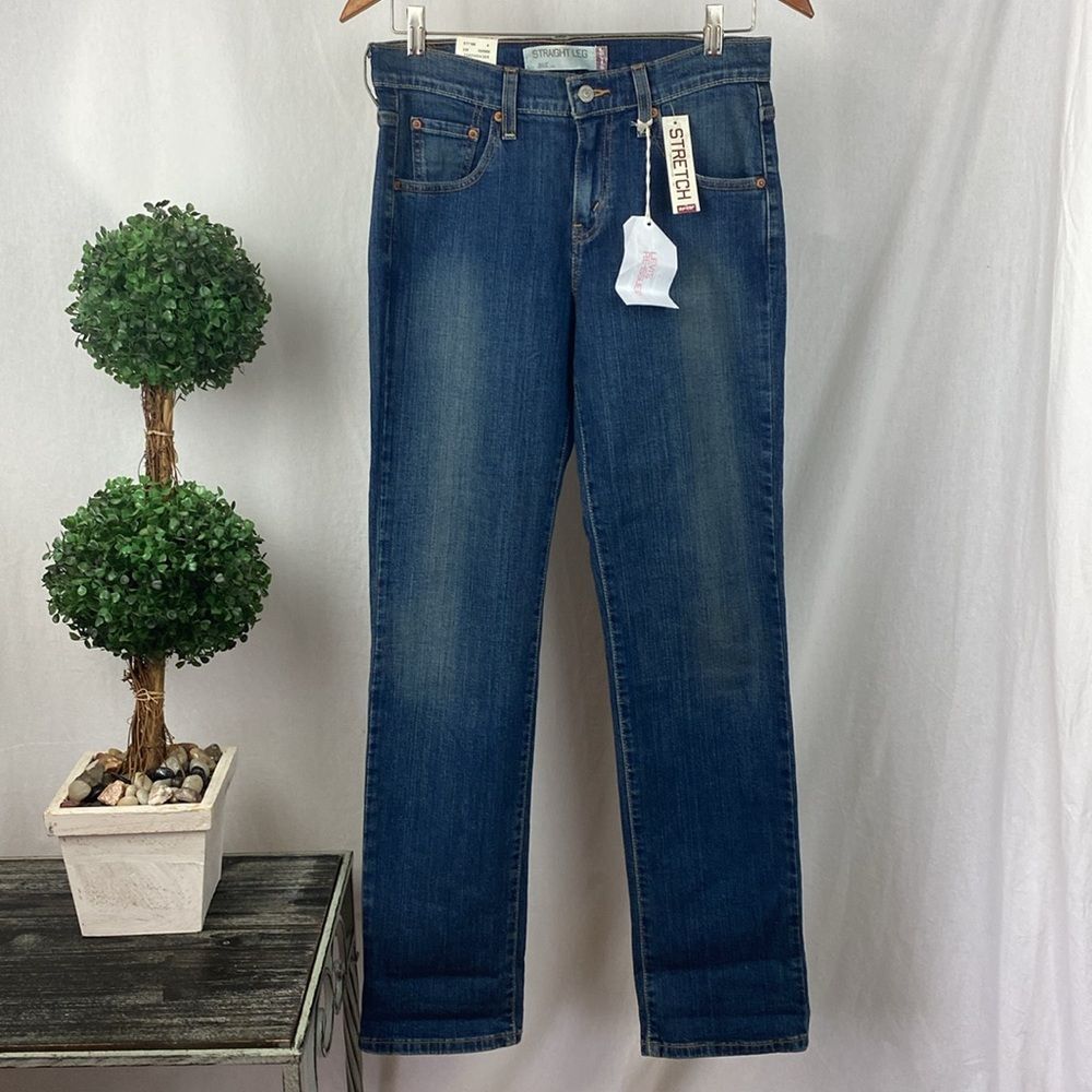 Leviโs Blue Denim Straight Leg 505 Washed & Worn Jeans 6 NEW